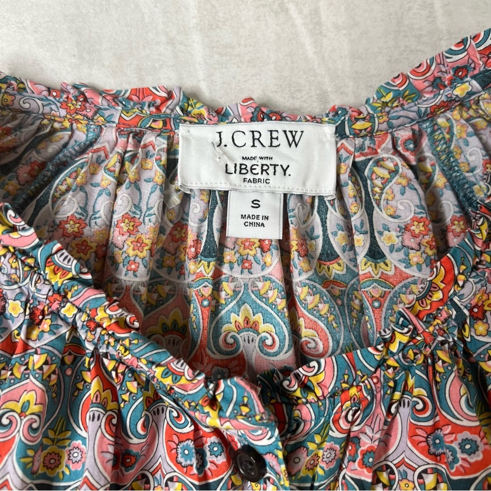 J. Crew Tie-Waist Organic Cotton Top in Liberty Giorgia Duke - Picture 8 of 10